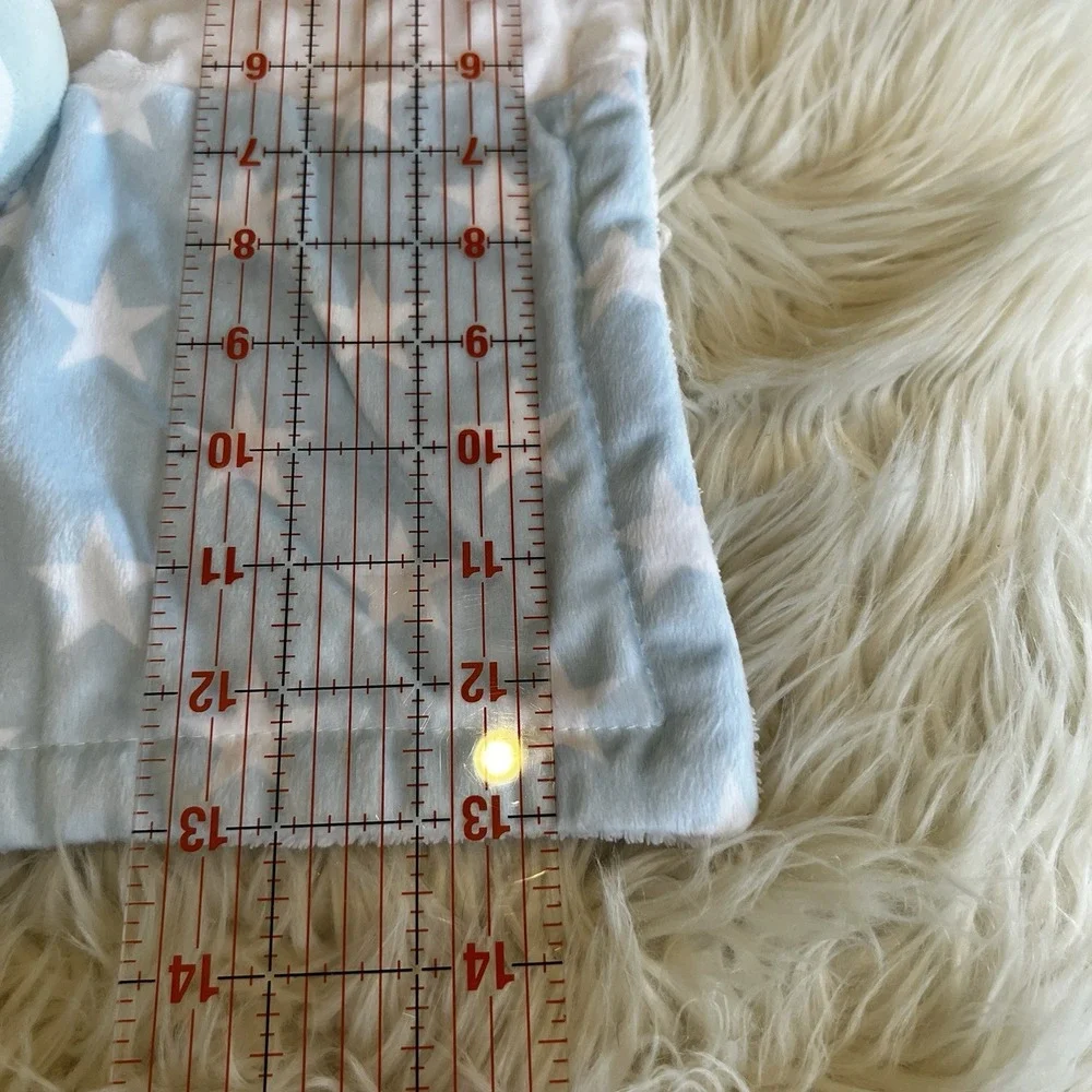 Baby Essentials Teddy Bear Plush Lovey Blue & White Stars Minky Security Blanket
